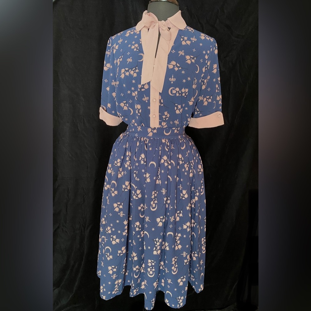 Collectif Eleanor Moonflower Blouse & Skirt Set, US Women’s Size 10 - Picture 2 of 15